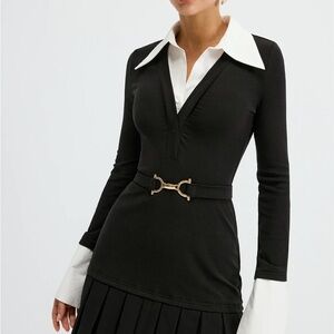 Commense Black and White Mini Dress